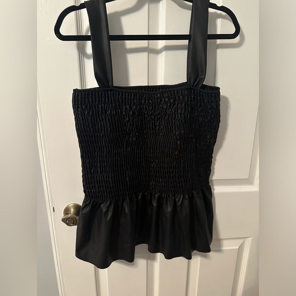 Plus size black pleather top